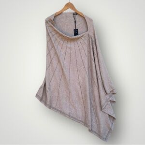 Neutral Beige Knit Poncho Shrug - Lightweight Women's Cover-Up